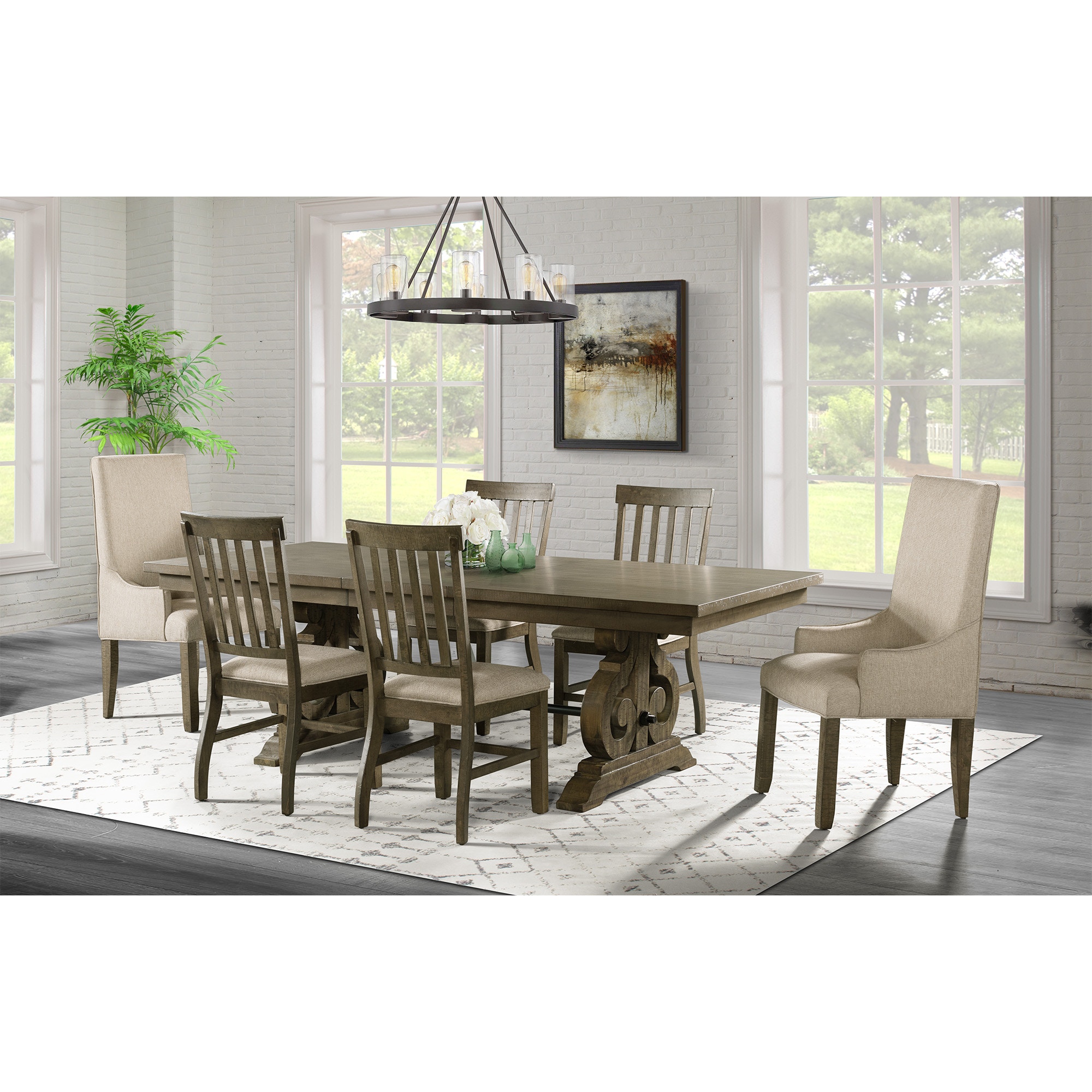 Elements International Dining Room Stone Grey Dining Set Elements